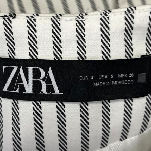 Zara Cream White Striped Long Sleeve Gold Button Down Crop Blazer Coat Jacket S - Picture 7 of 13